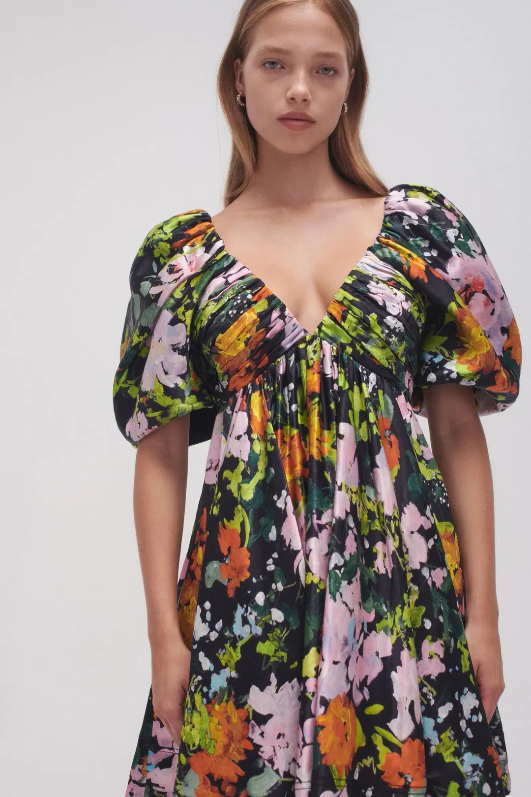 Aje Gabrielle Plunge Mini Dress in Midnight Floral Print Size 8 for rent on The Volte - main image