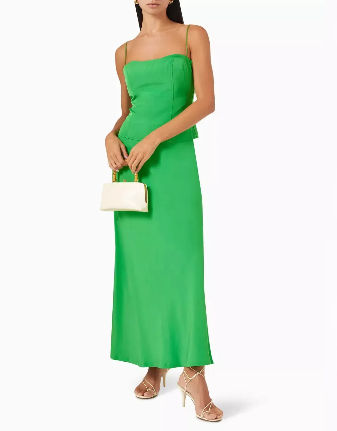 Viktoria and Woods Saxophone Top in Size 1/ AU 8 & Hillcrest Maxi Skirt in Size 2/ AU 10 Set in Viscose Green for rent on The Volte - main image