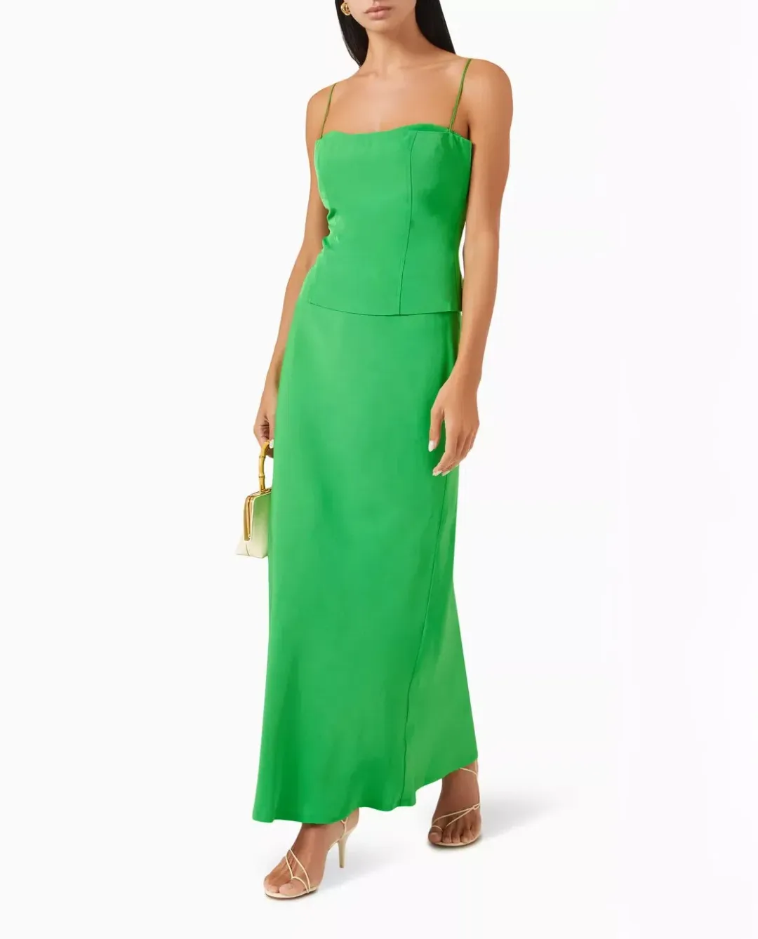 Viktoria and Woods Saxophone Top in Size 1/ AU 8 & Hillcrest Maxi Skirt in Size 2/ AU 10 Set in Viscose Green for rent on The Volte - main image