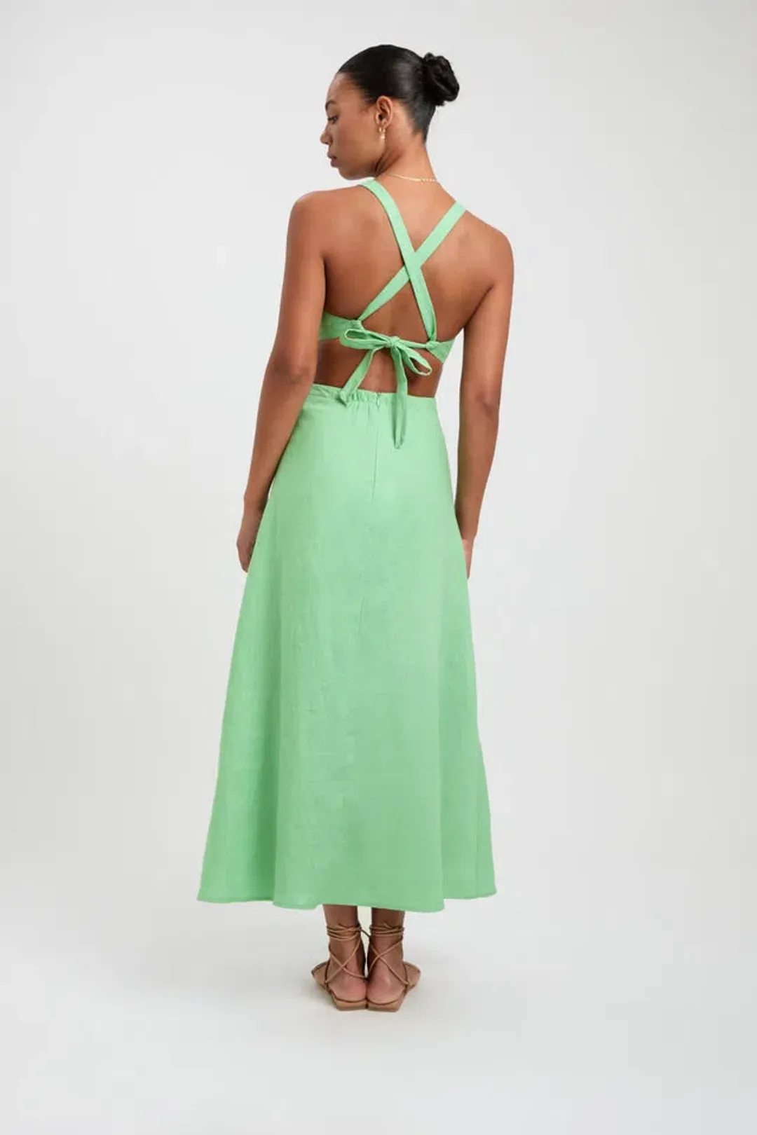 Kookai Palm Midi Dress Green Size 8  for rent on The Volte - main image