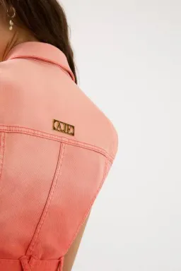 Aje Ember Ombré Denim Mini Dress Coral Sunset Size 12 for rent on The Volte - image 4