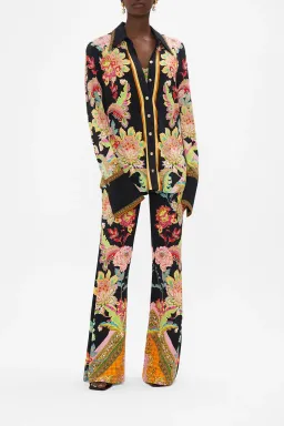 Camilla Sundowners In Sicily Fitted Jersey Shirt & Flare Pant Set Multi Floral Size S / AU 10 for rent on The Volte - image 1
