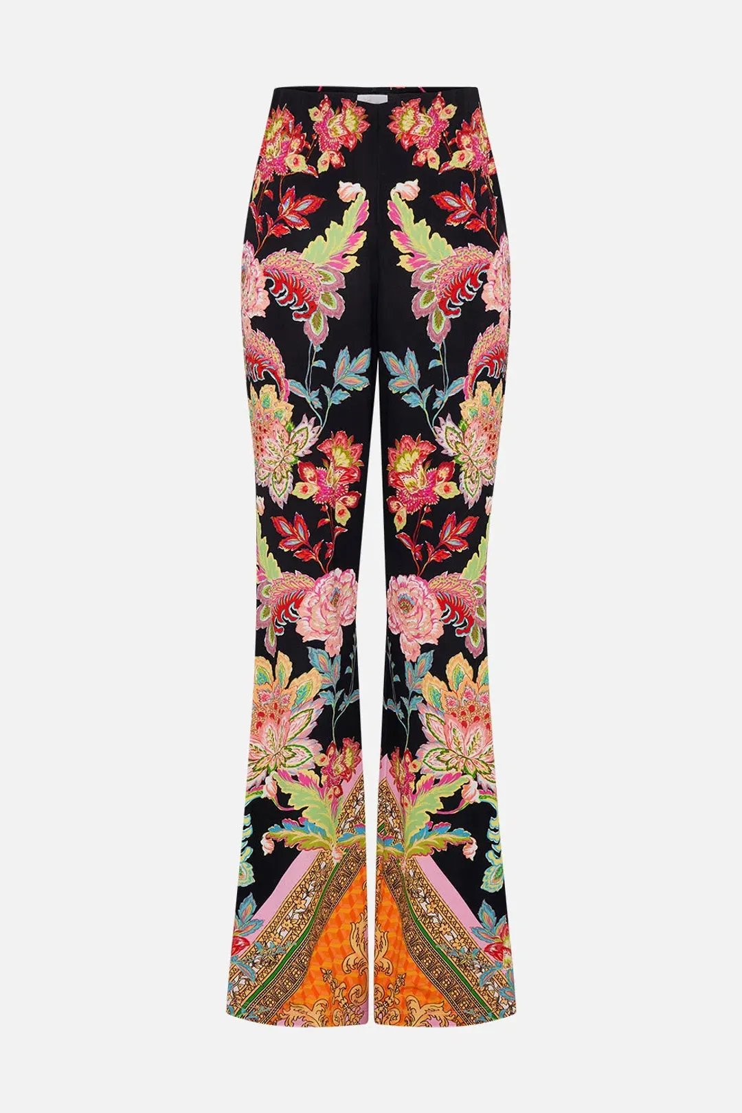 Camilla Sundowners In Sicily Fitted Jersey Shirt & Flare Pant Set Multi Floral Size M / AU 12 for rent on The Volte - main image