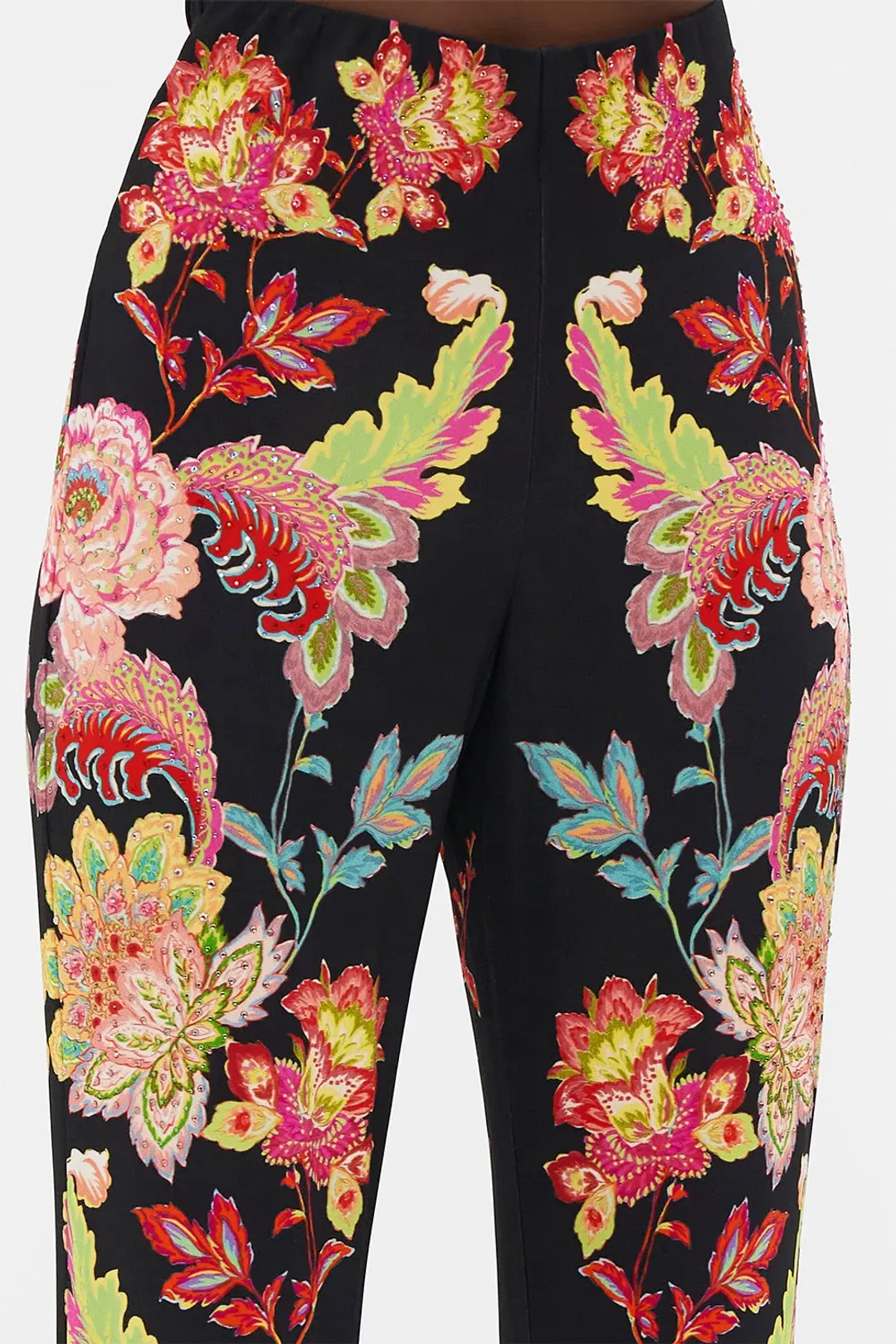Camilla Sundowners In Sicily Fitted Jersey Shirt & Flare Pant Set Multi Floral Size M / AU 12 for rent on The Volte - main image