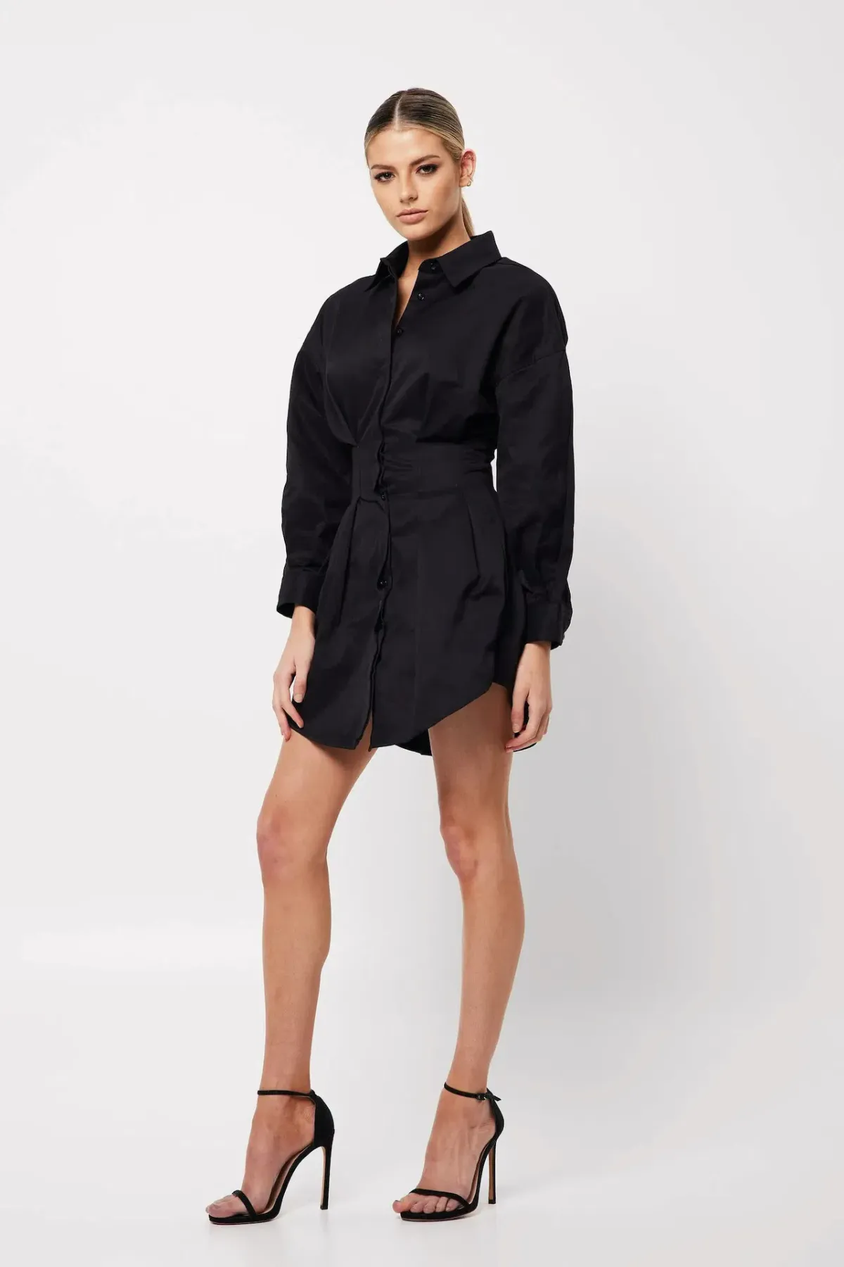 Mossman A New Light Shirt Mini Dress Black Size 10 for rent on The Volte - main image