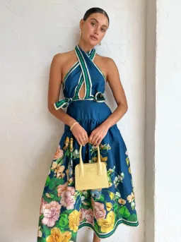 Alemais Lyla Halter Midi Dress Blue Size 8 for rent on The Volte - image 2
