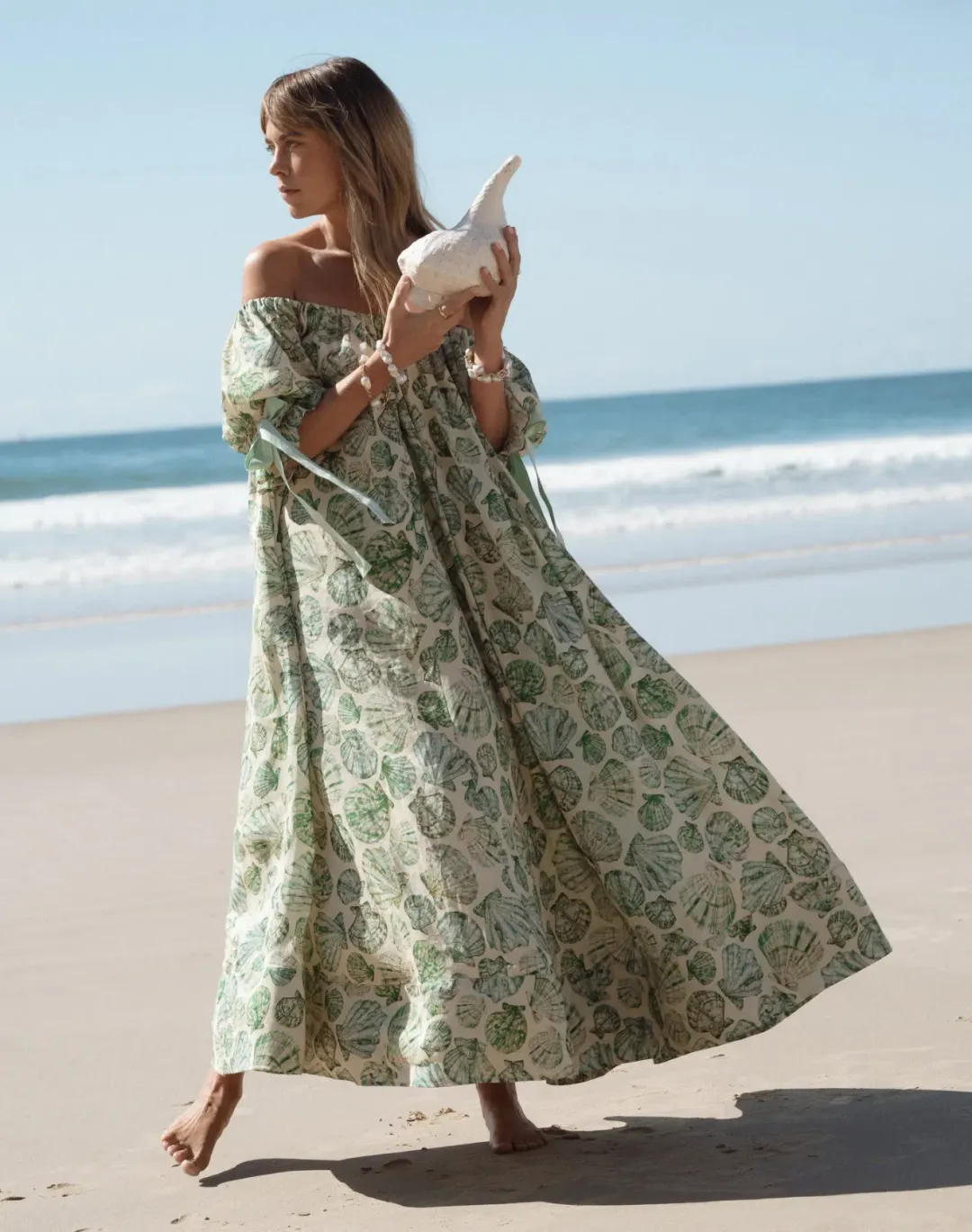 Odet Seashell Gown Pistachio Size 12 for rent on The Volte - main image