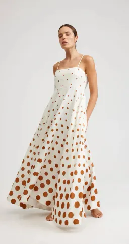 Aston Studio Rue Maxi Dress in Milk/Cigar Dot Size 10 for rent on The Volte - image 2