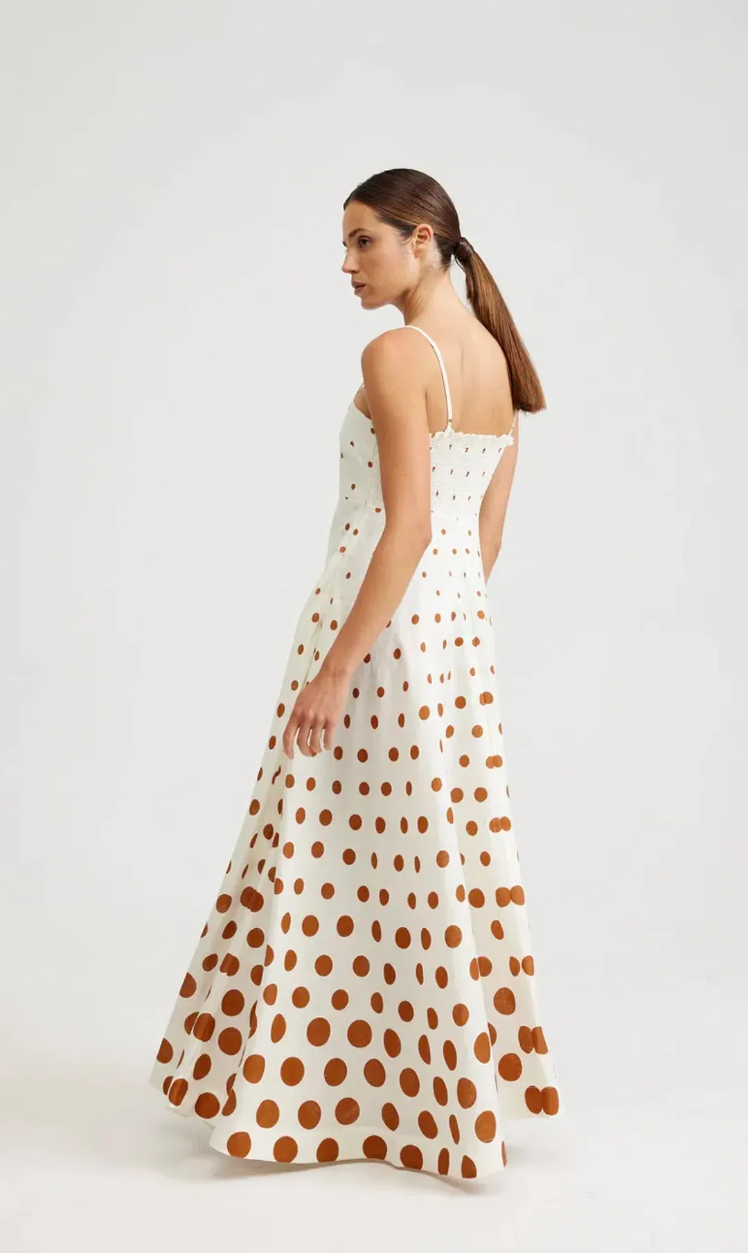 Aston Studio Rue Maxi Dress in Milk/Cigar Dot Size 10 for rent on The Volte - main image