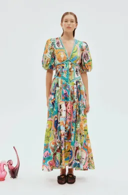 Alemais Evergreen Midi Dress Multi Size 8 for rent on The Volte - image 1