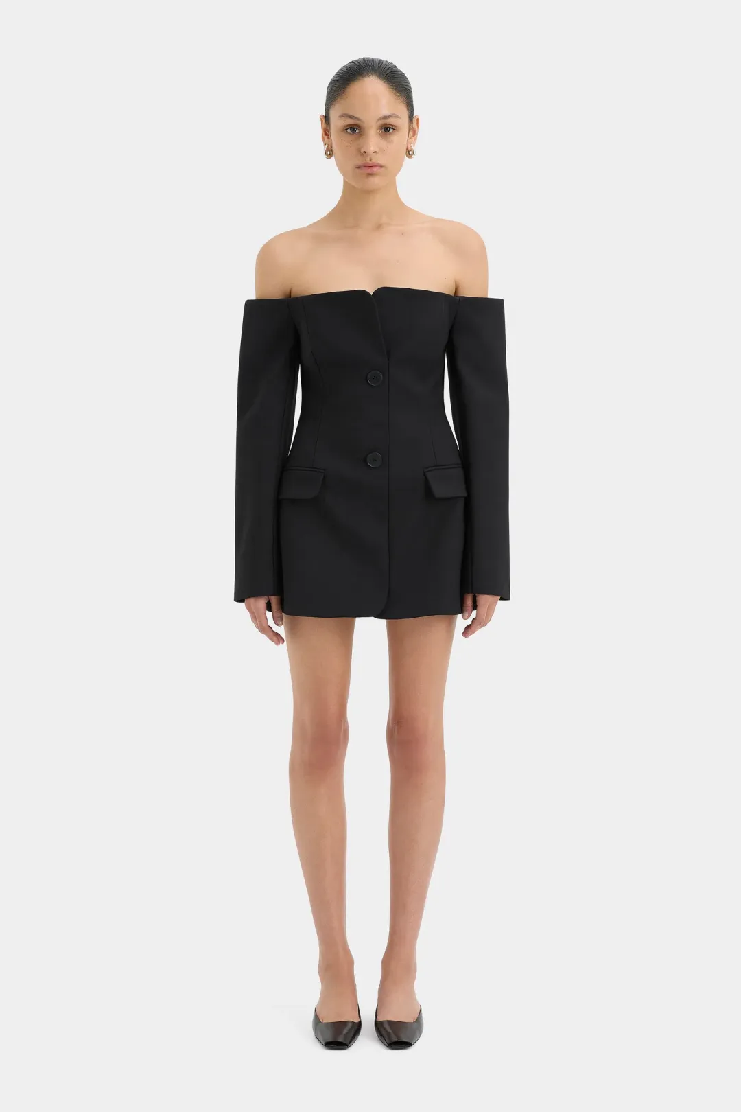 Sir The Label Sandrine Tailored Mini Dress in Black Size 3 / AU 12 for rent on The Volte - main image