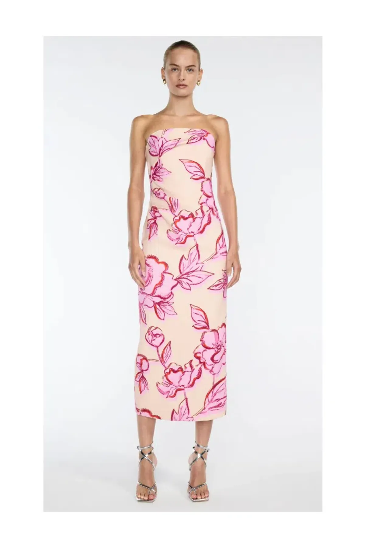 Manning Cartell Artistic Spirit Strapless Midi Dress Pink Size 4 for rent on The Volte - main image