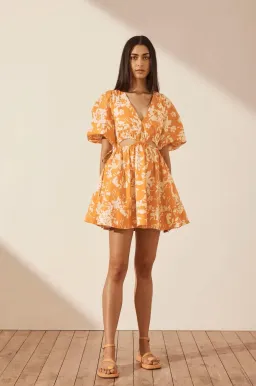 Shona Joy Mirella Mini Dress Orange Floral Size 8 for rent on The Volte - image 1