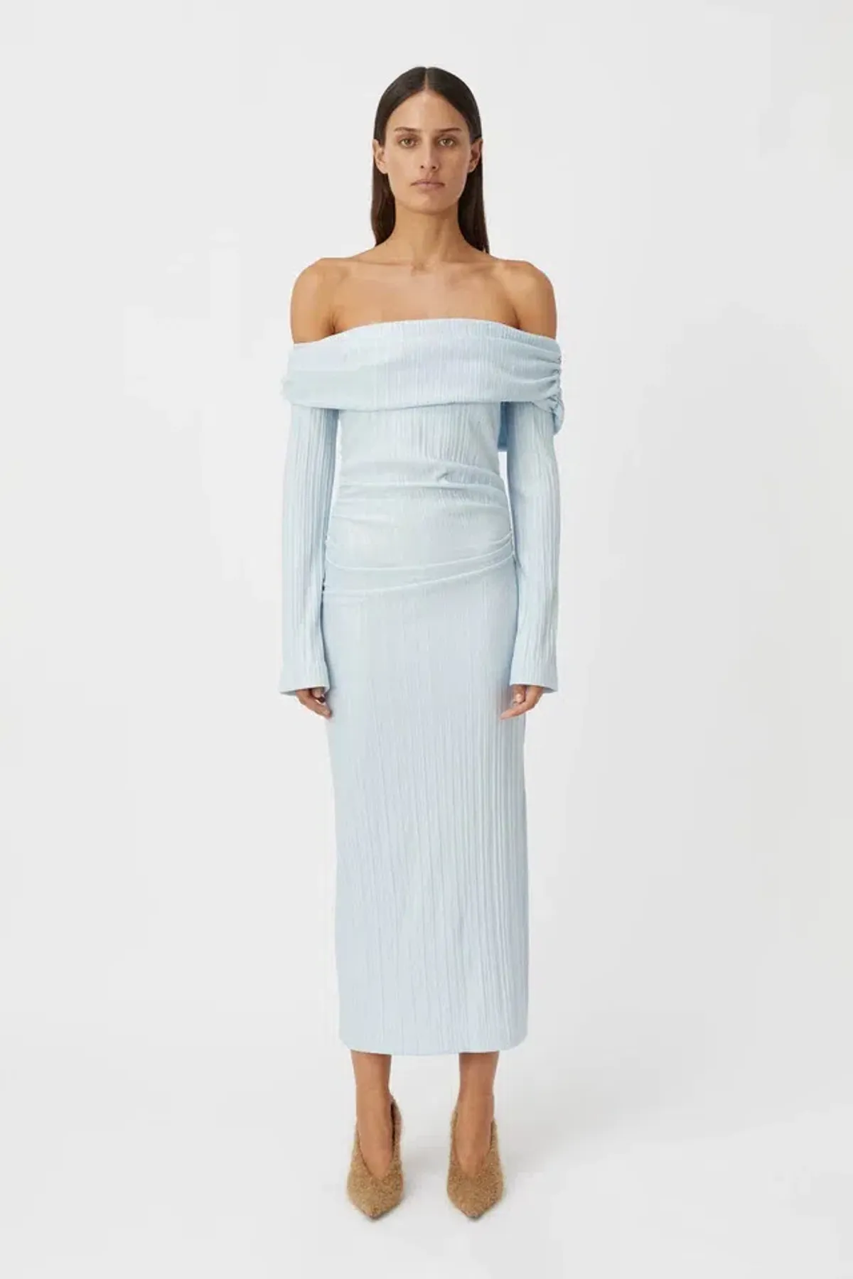 Camilla and Marc Shaw Midi Dress in Sky Blue Size 6 for rent on The Volte - main image