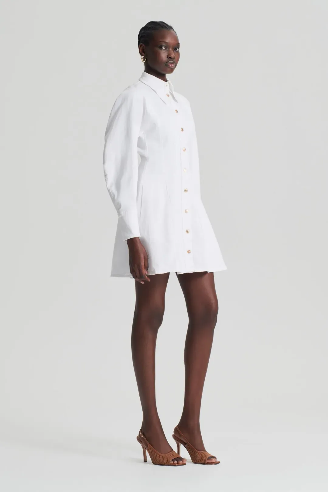 Scanlan Theodore Denim Cocoon Sleeve Mini Dress White Size 12 for rent on The Volte - main image