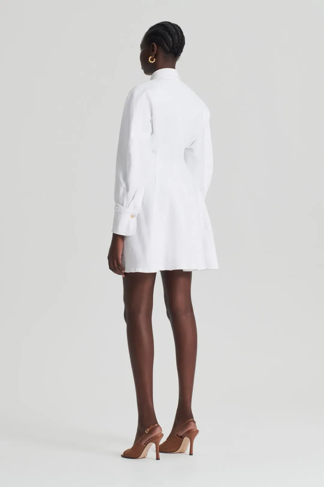 Scanlan Theodore Denim Cocoon Sleeve Mini Dress White Size 12 for rent on The Volte - main image