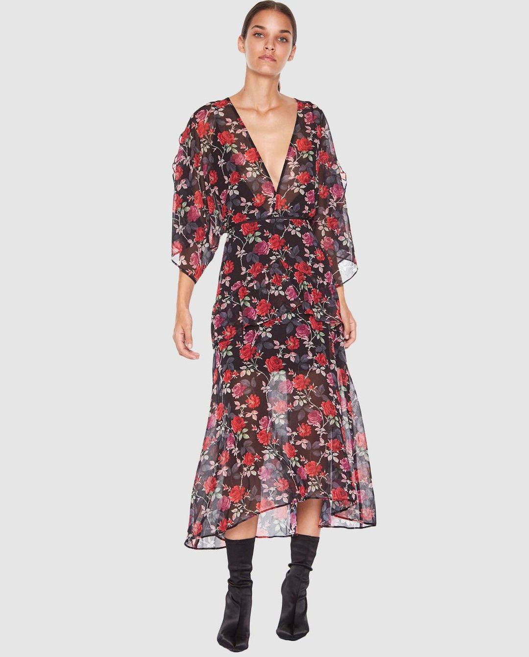 Jet Rose Midi Dress for rent on The Volte - main image