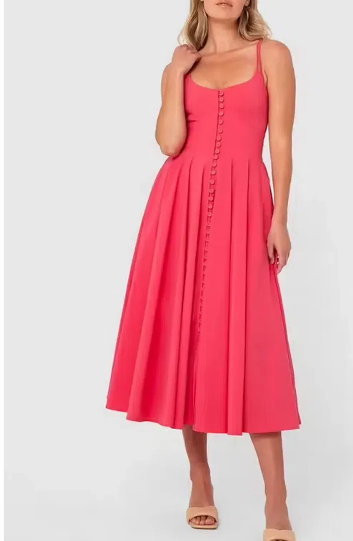 By Johnny Party Button Midi Dress Paris Pink Size 14 for rent on The Volte - main image