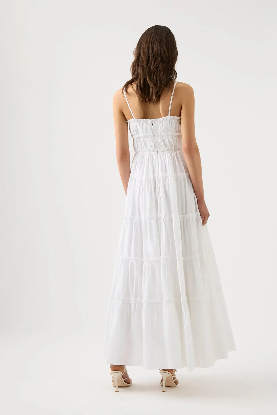 Aje Luna Tiered Maxi Dress Ivory Size 16 for rent on The Volte - main image