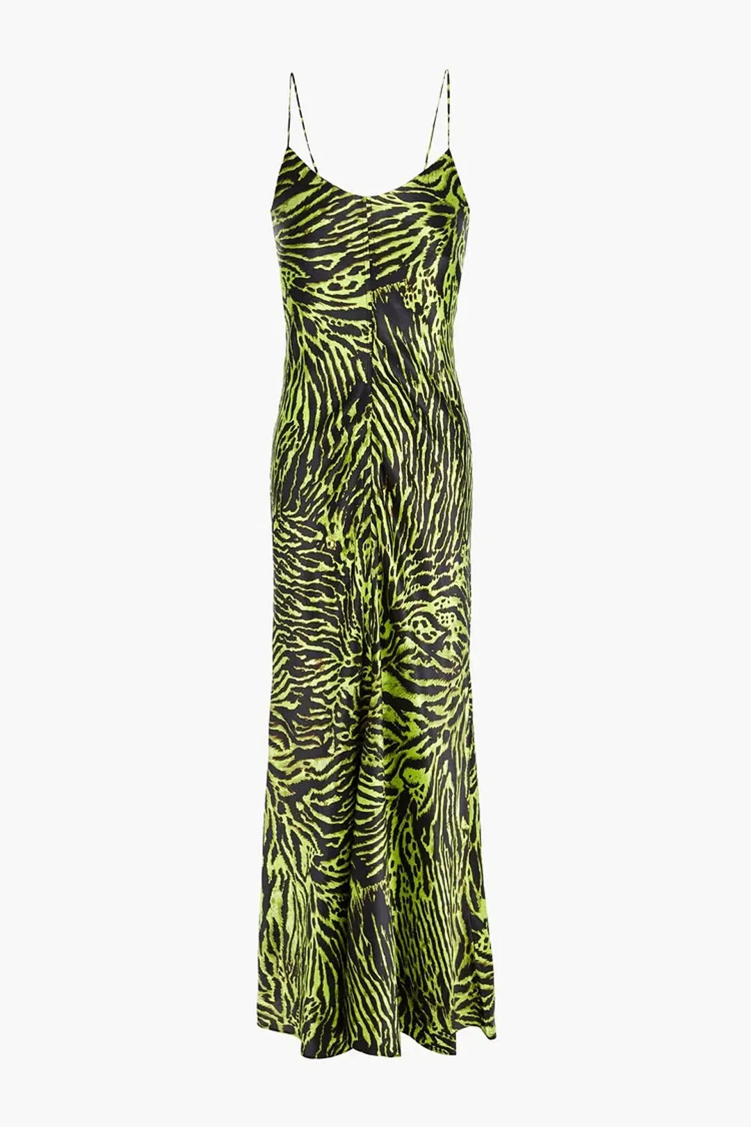Ganni Silk Blend Satin Maxi Dress in Green Tiger Print Size M / AU 10 for rent on The Volte - main image