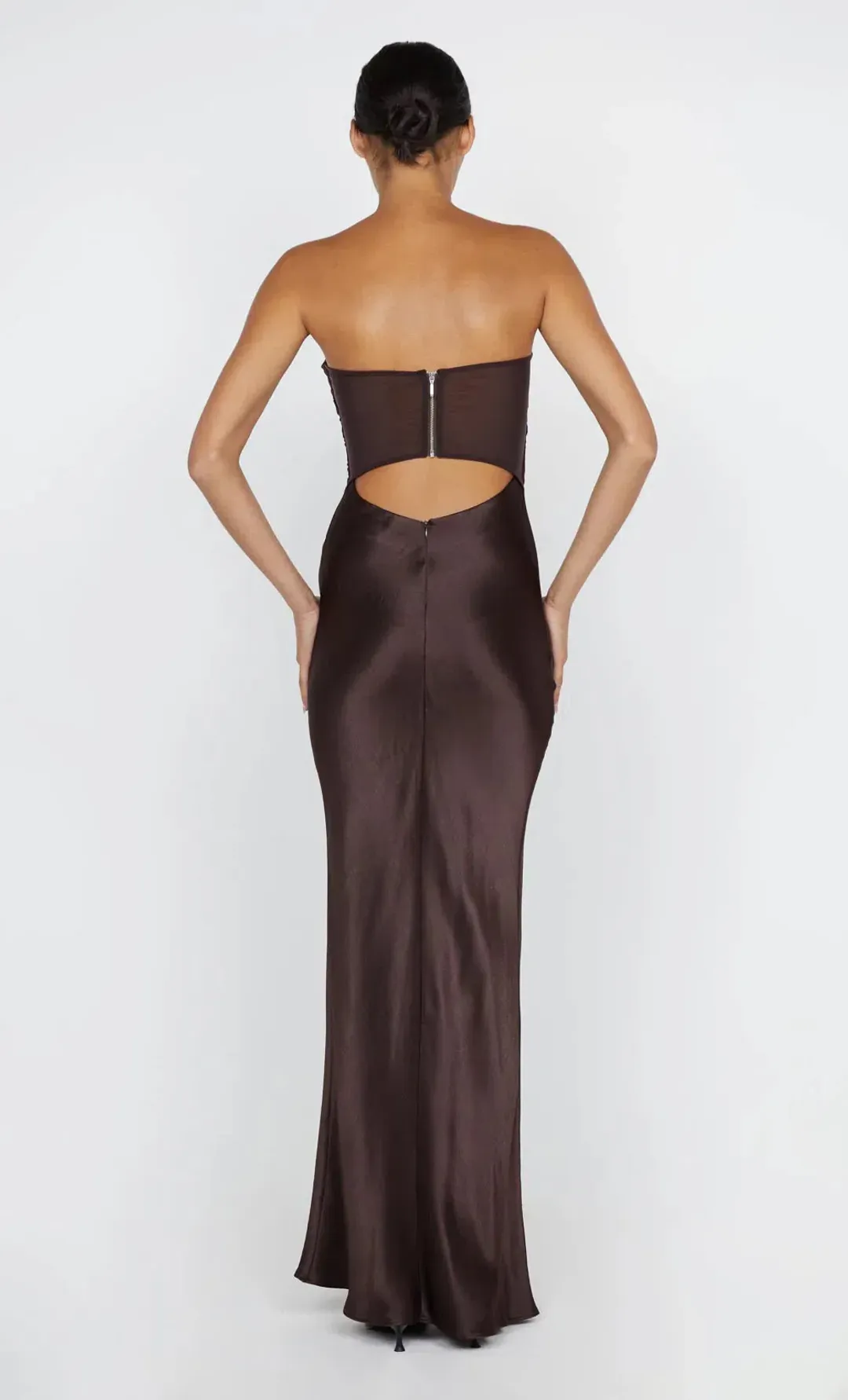 Bec & Bridge Halle Strapless Dress Chocolate Size 8 for rent on The Volte - main image