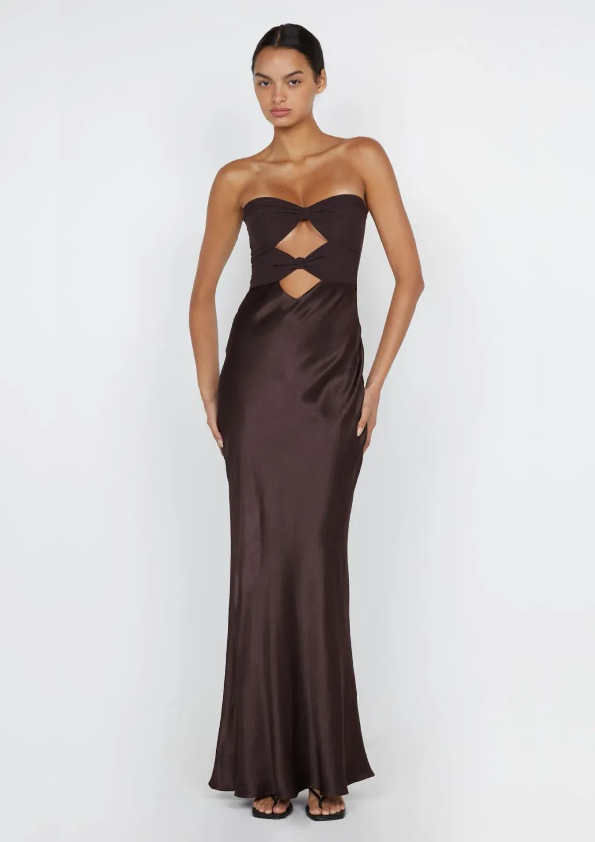 Bec & Bridge Halle Strapless Dress Chocolate Size 8 for rent on The Volte - main image