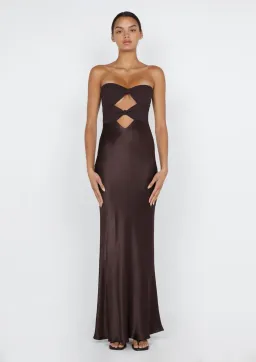 Bec & Bridge Halle Strapless Dress Chocolate Size 10 for rent on The Volte - image 1