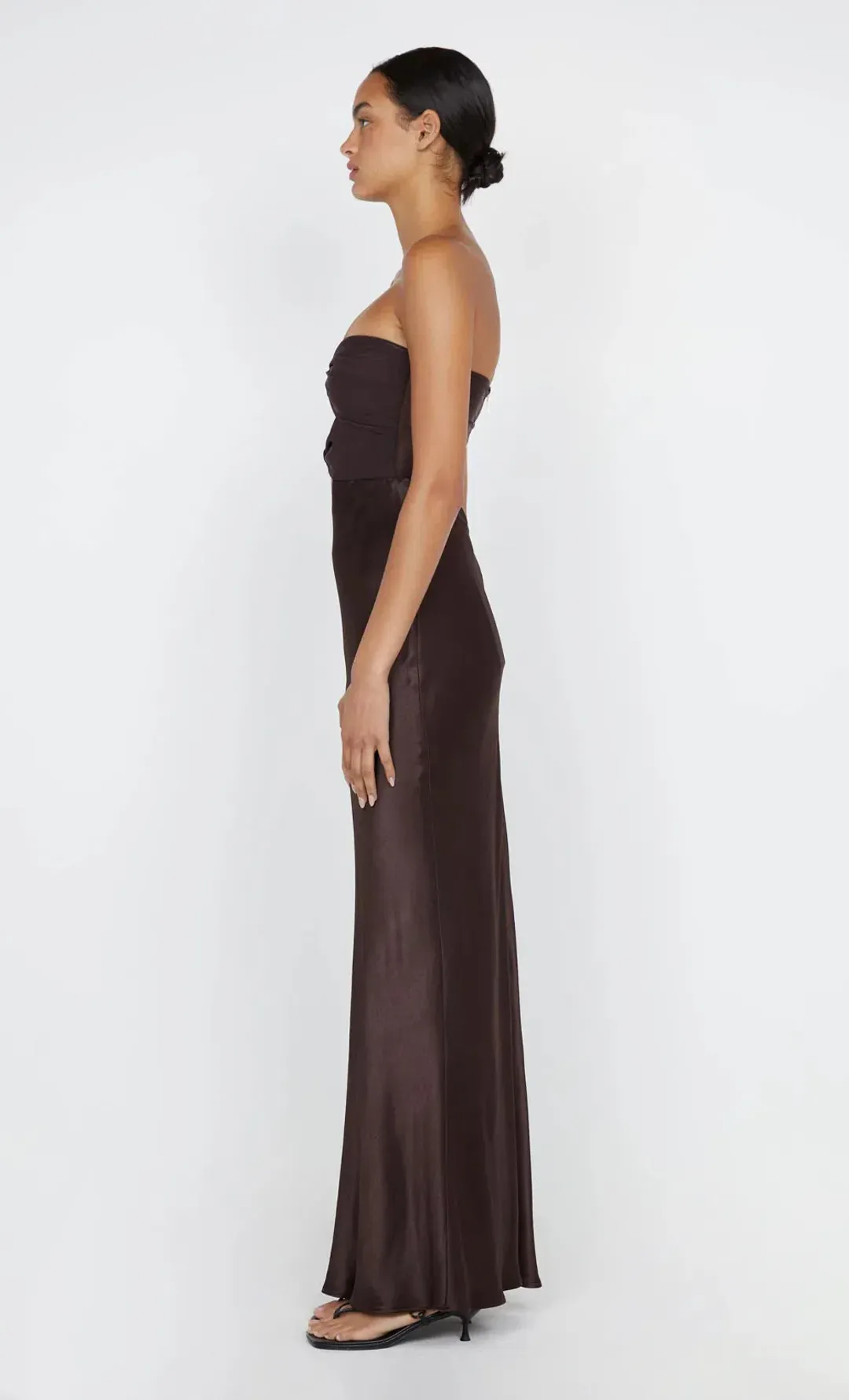 Bec & Bridge Halle Strapless Dress Chocolate Size 10 for rent on The Volte - main image
