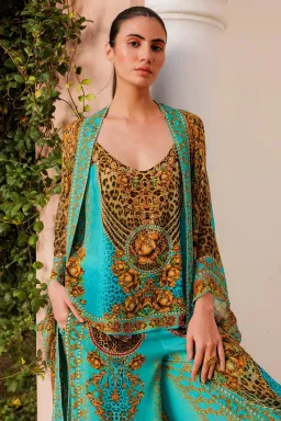 Czarina Aqua Leopardess Medium Cape Turquoise Leopard Print One Size for rent on The Volte - image 2