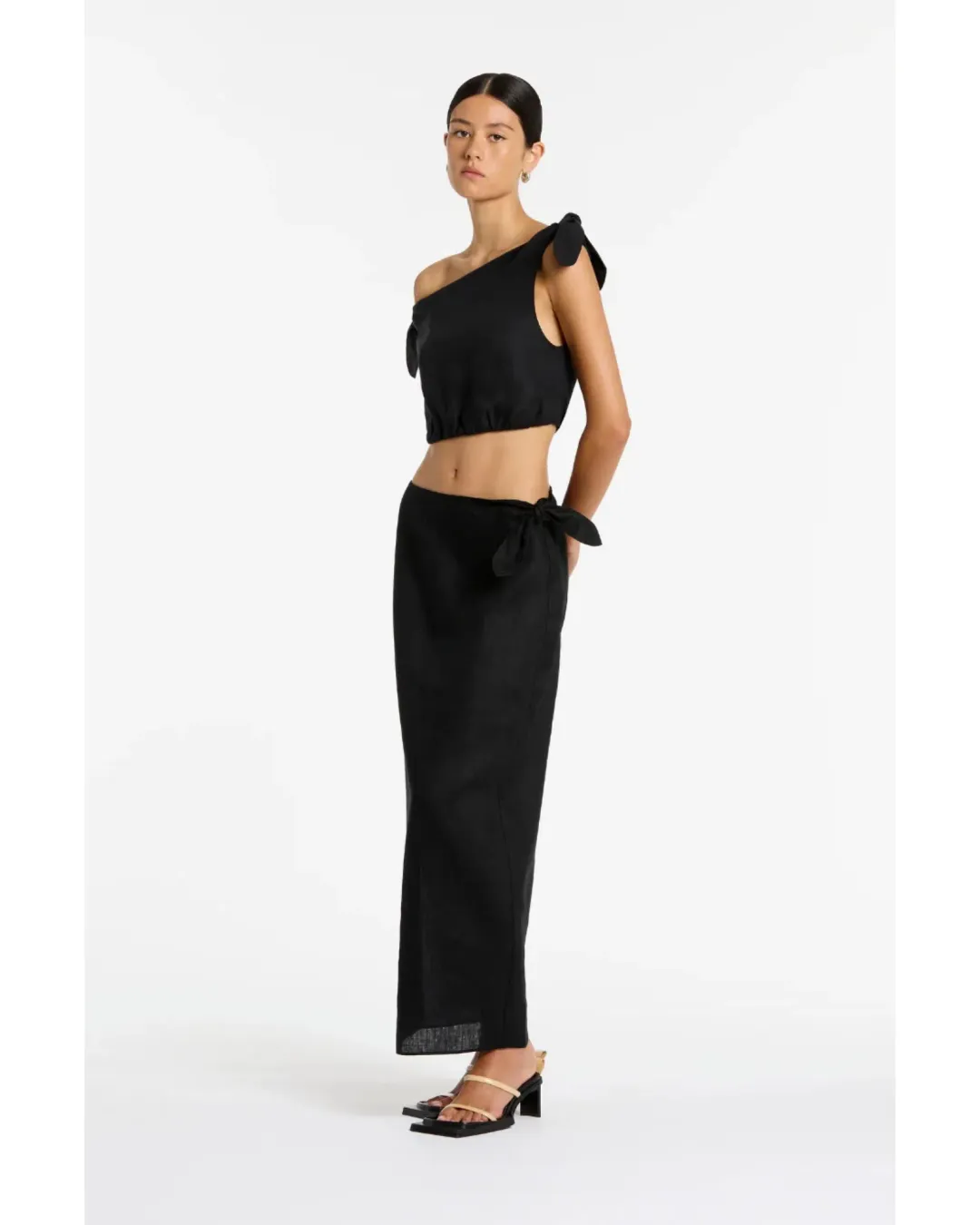 Sir The Label Bettina Tie Crop Size AU 12 and Midi Skirt Size AU 10 Set Black for rent on The Volte - main image