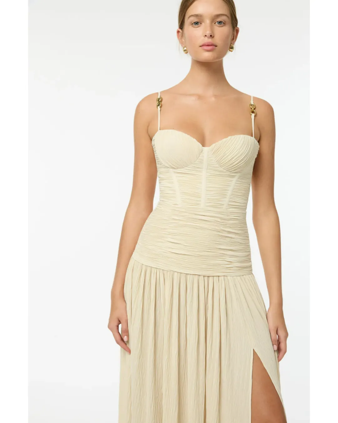 Manning Cartell Double Time Pleat Dress Cream Size AU 10 for rent on The Volte - main image