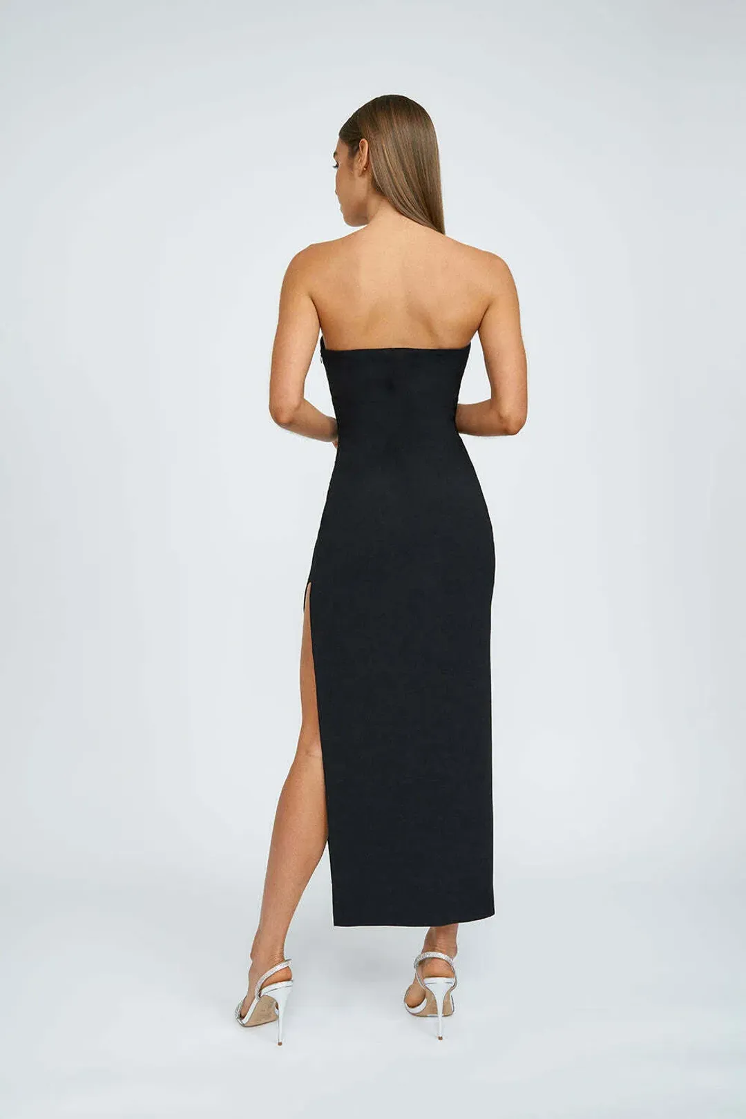 By Johnny Ginny Scoop Split Midi Dress Black Size 8 for rent on The Volte - main image