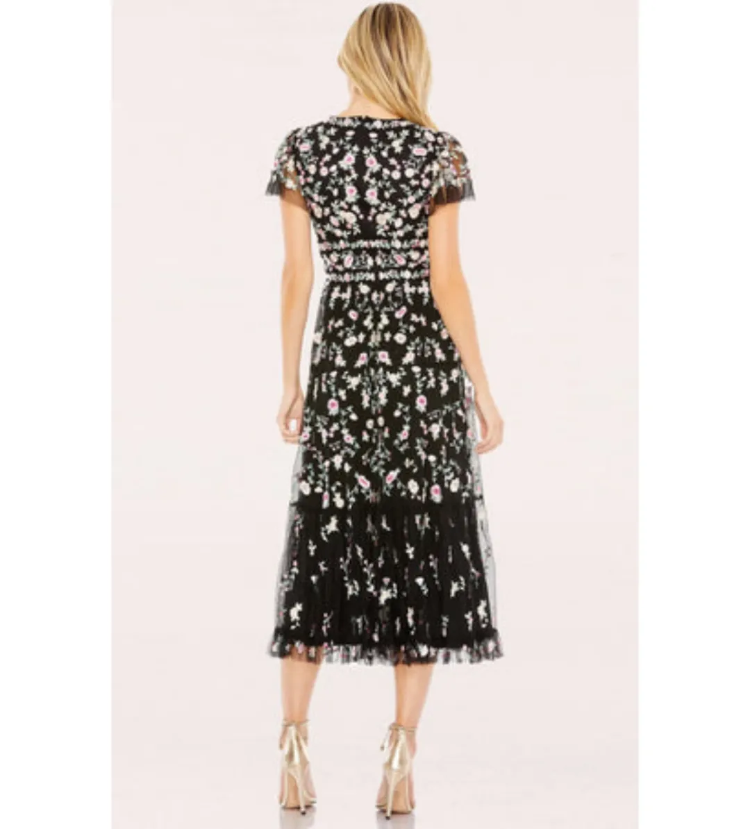 Sascha Drake Camille Embroidered Midi Dress In Black Size 16 for rent on The Volte - main image