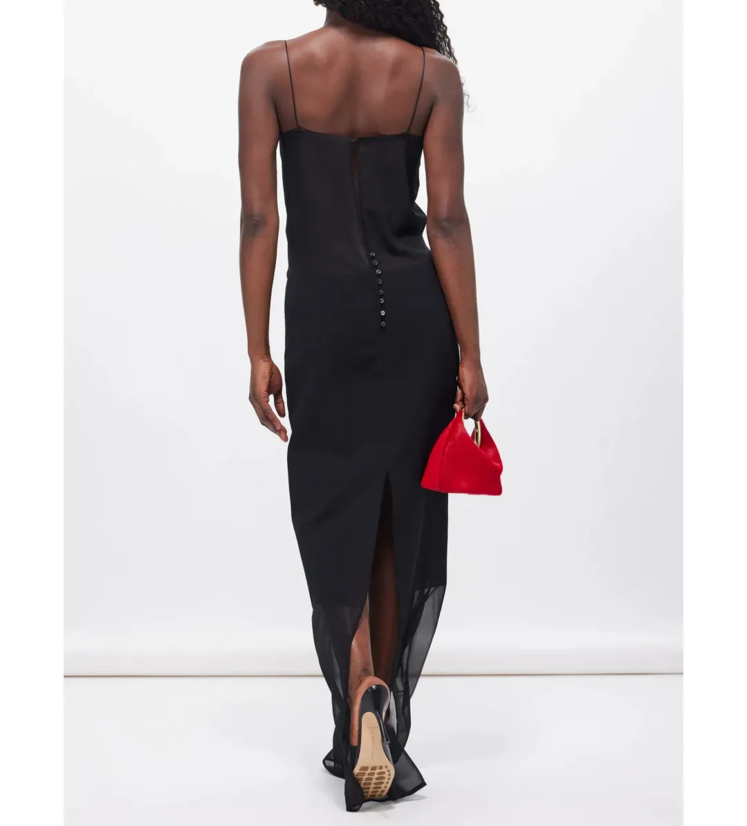 Jacquemus Brezza Slit-hem Chiffon Gown Black Size 8  for rent on The Volte - main image