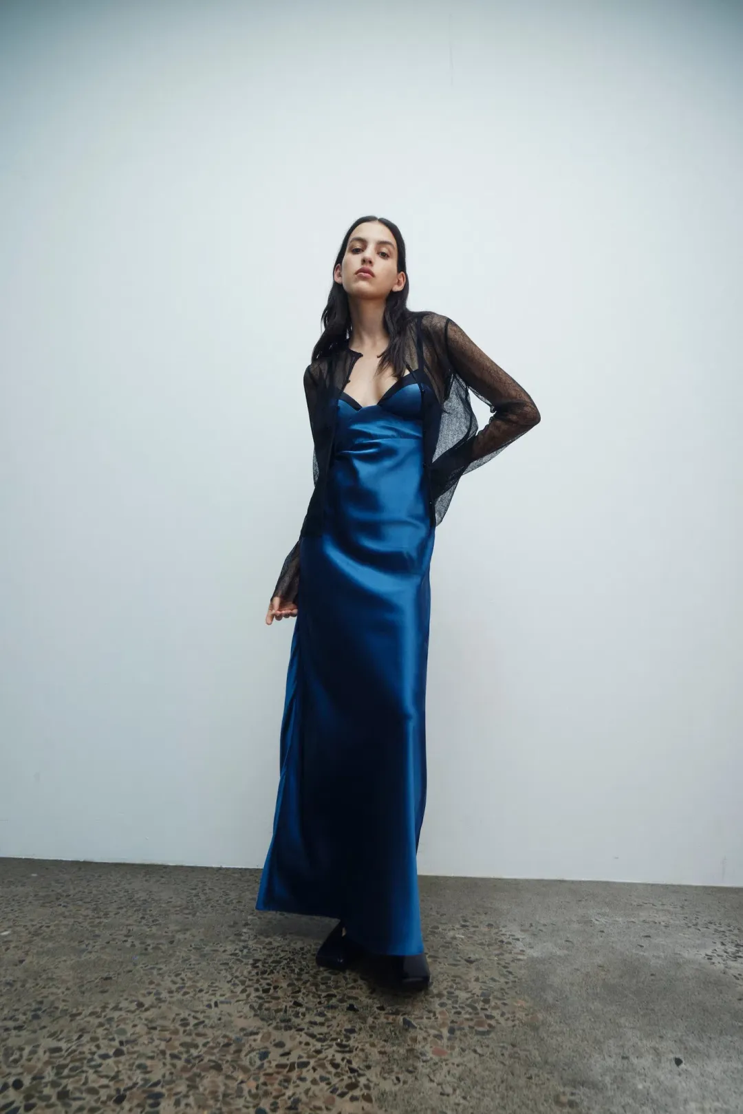 Sir the Label Depeche Balconette Gown in Dark Blue Size AU 10 for rent on The Volte - main image