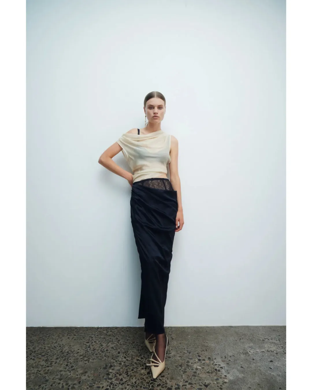 Sir The Label Dunya Skirt, Crop and Drape Cowl Top Set Black Size 0 / AU 6 for rent on The Volte - main image