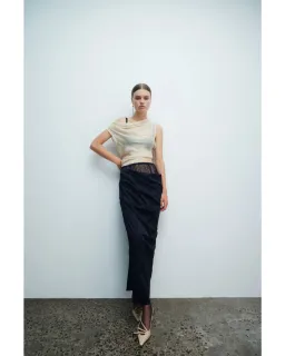 Sir The Label Dunya Skirt, Crop and Drape Cowl Top Set Black Size 0 / AU 6 for rent on The Volte - image 2