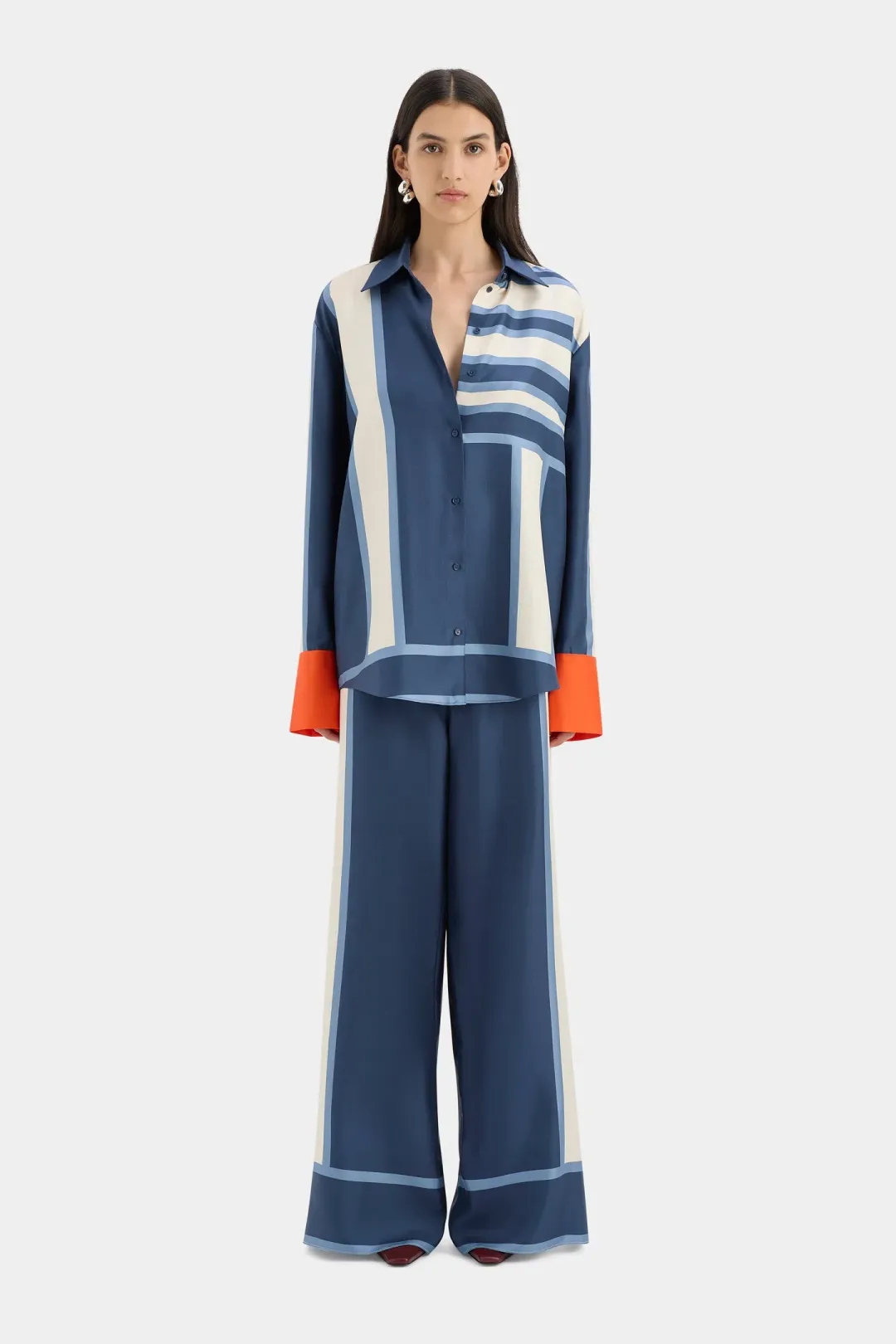 Sir The Label Dazed Shirt Size 0 / AU 6 and Belted Pant Size 2 / AU 10 in Studio Print for rent on The Volte - main image