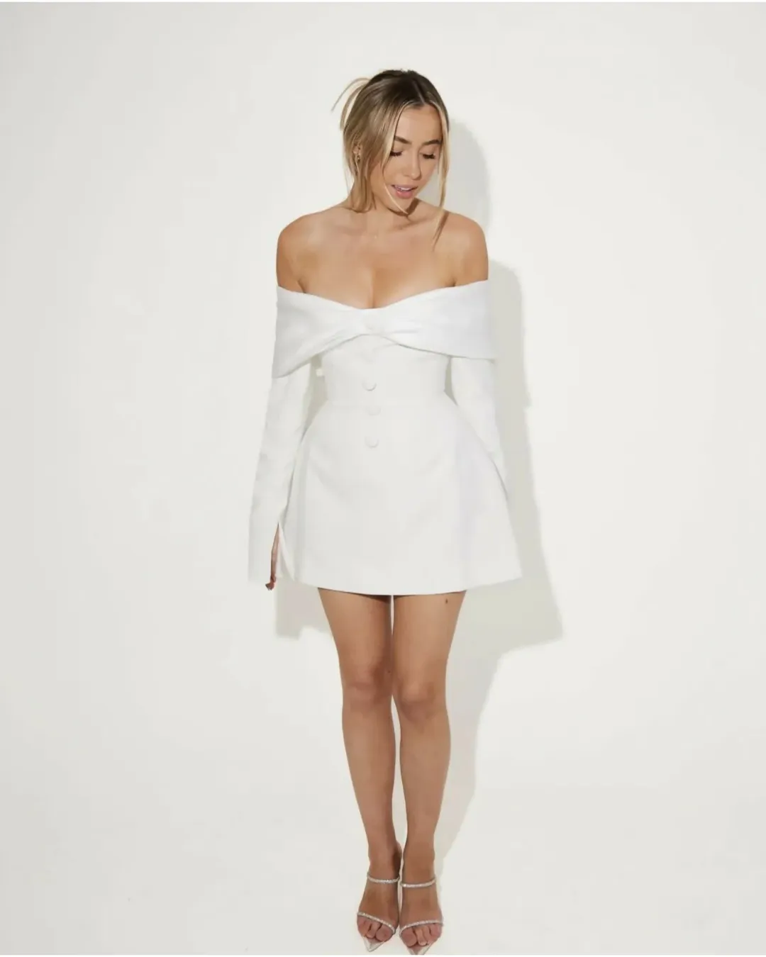 Odd Muse The Ultimate Muse Bow Mini Dress White Size AU 8 for rent on The Volte - main image