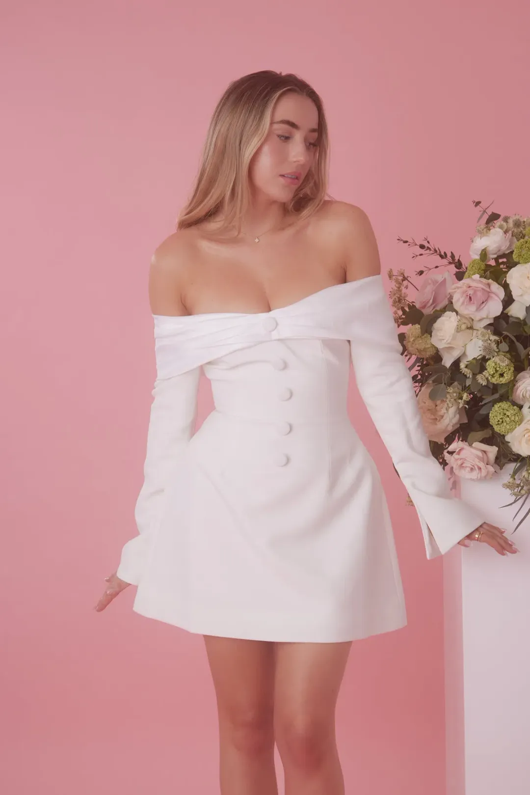 Odd Muse The Ultimate Muse Bow Mini Dress White Size AU 8 for rent on The Volte - main image
