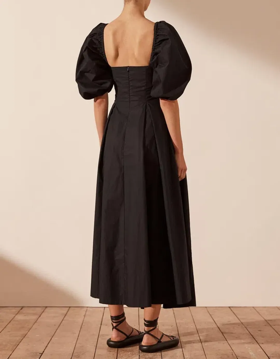 Shona Joy Mareva Short Sleeve Cut Out Midi Dress Black Size 8 for rent on The Volte - main image