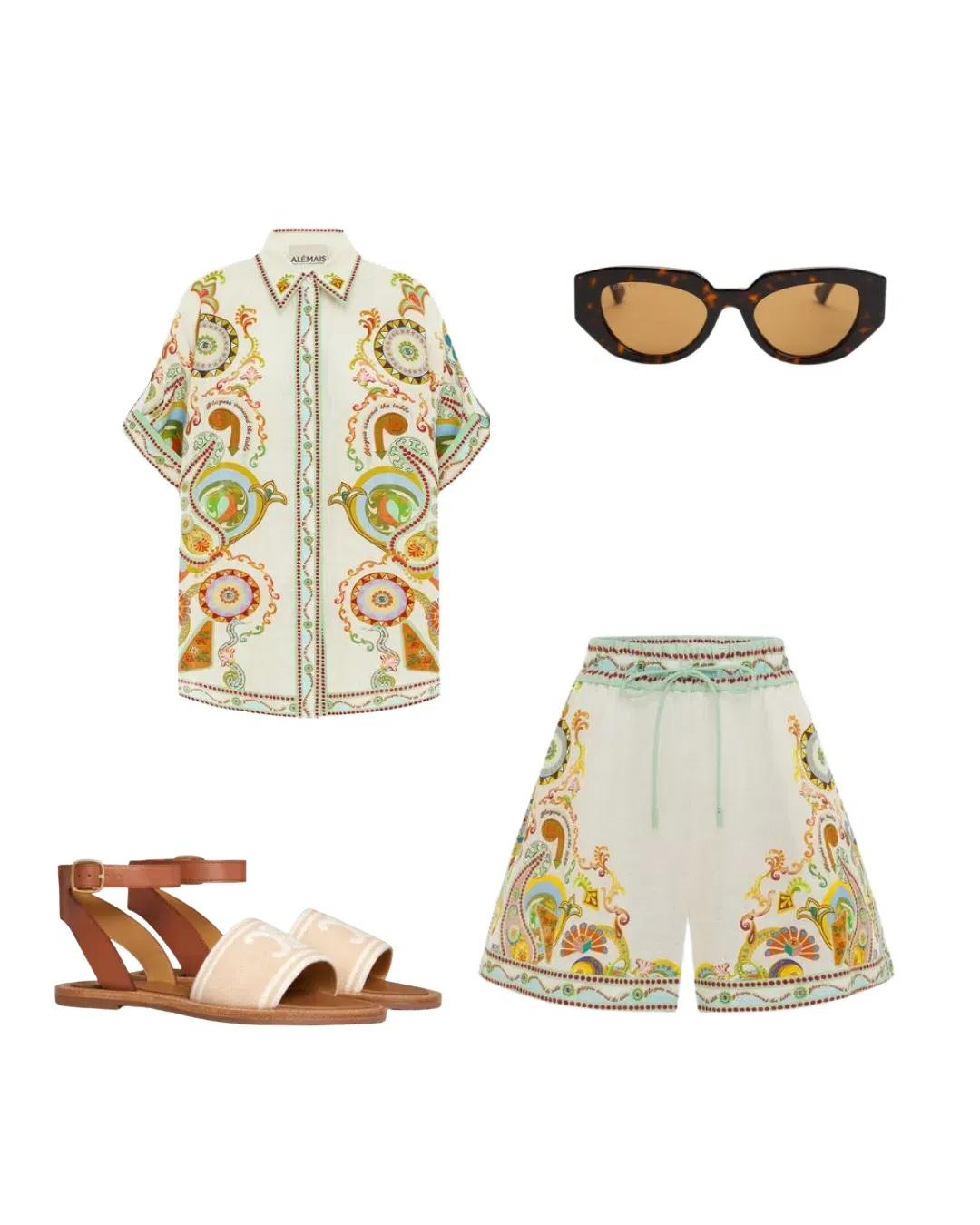 Pinball Linen Shirt and Short Set Multi Print Size 12 for rent on The Volte - main image
