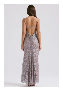 House of CB Azzurra Ice Blue Lace Godet Maxi Gown Size S/ AU 8 for rent on The Volte - image 2