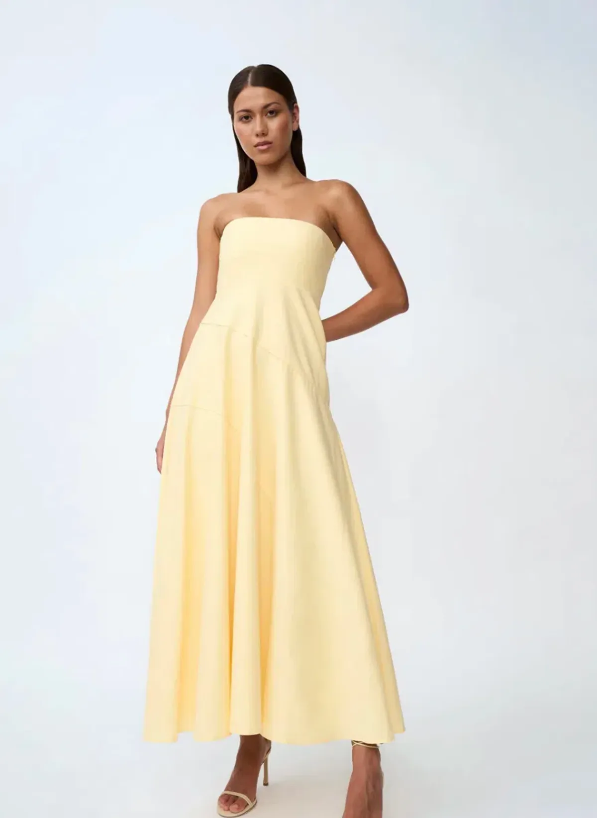 By Johnny Lemon Drop Strapless Dress Yellow Size 12  for rent on The Volte - main image