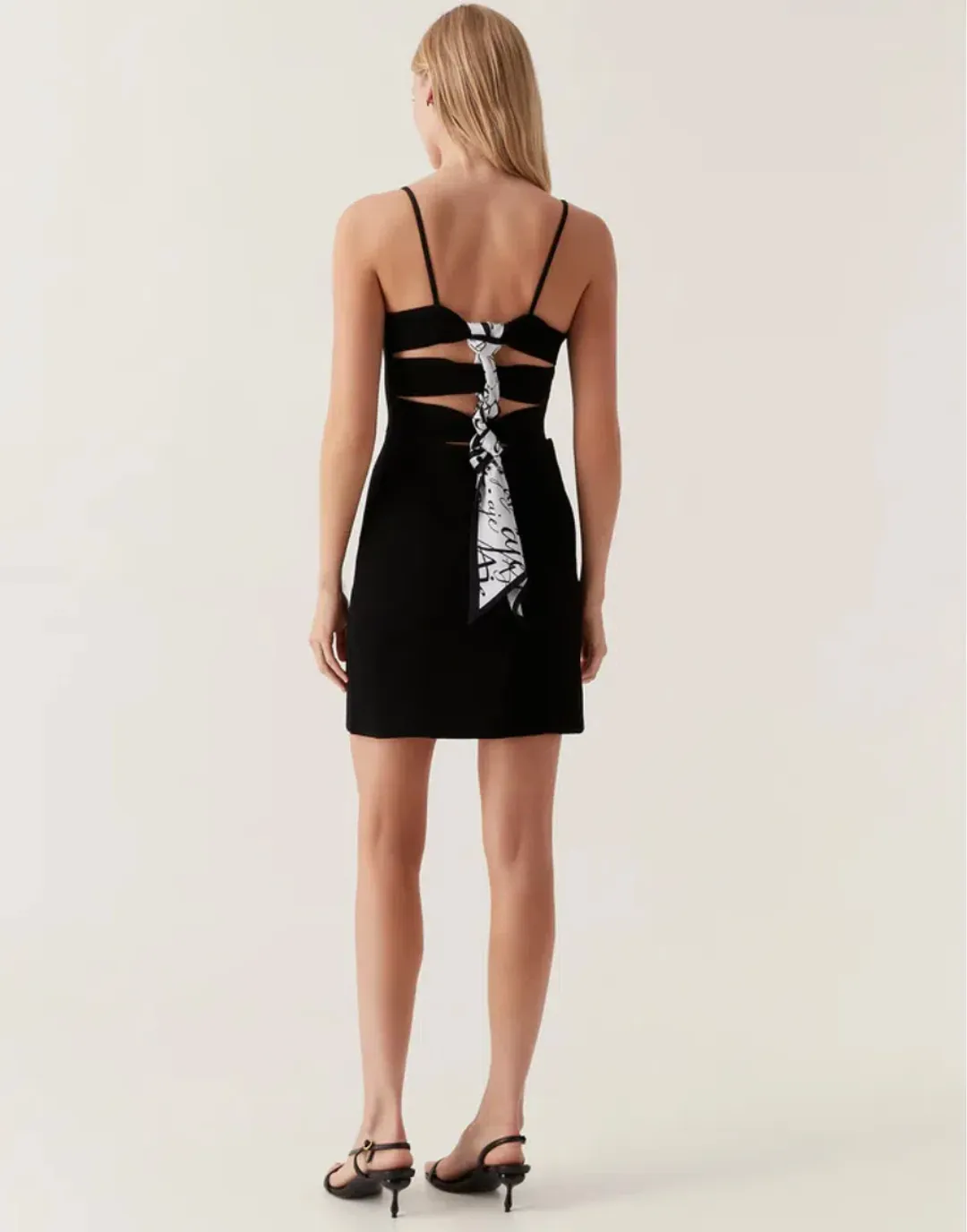 Aje Danica Tie Back Mini Dress Black Size 8  for rent on The Volte - main image