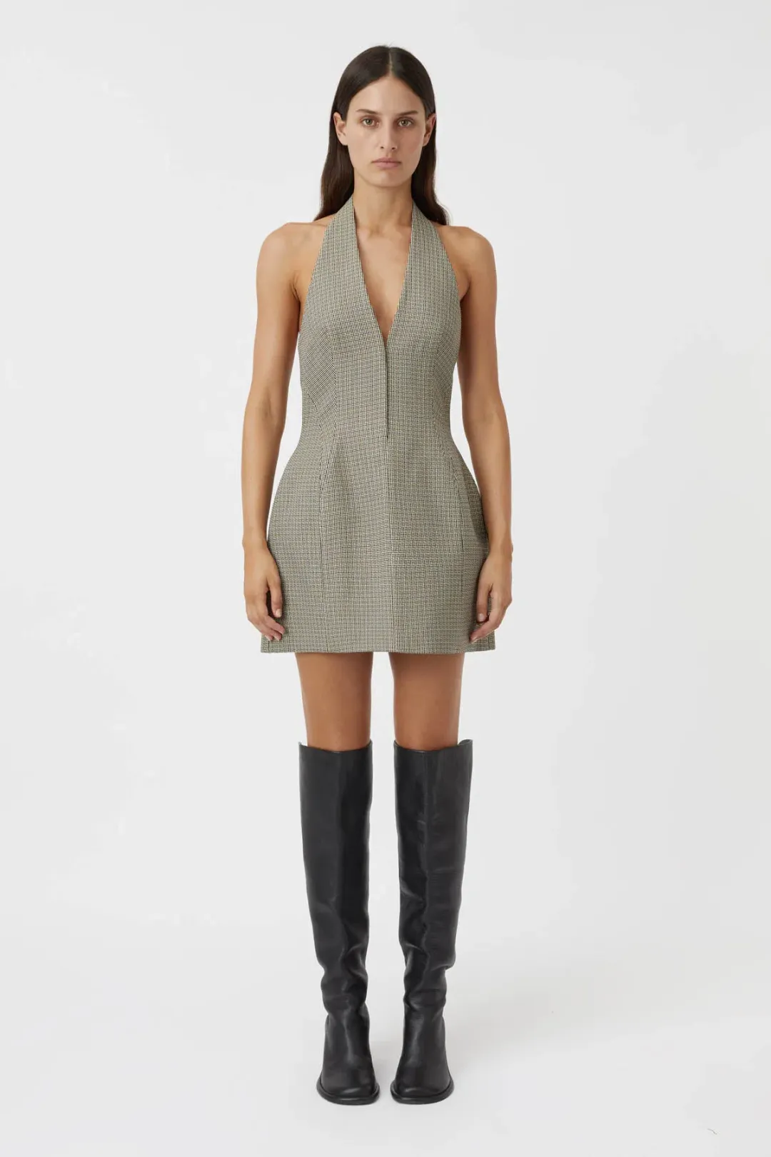 Camilla and Marc Banks Mini Dress in Black Houndstooth Size 8  for rent on The Volte - main image