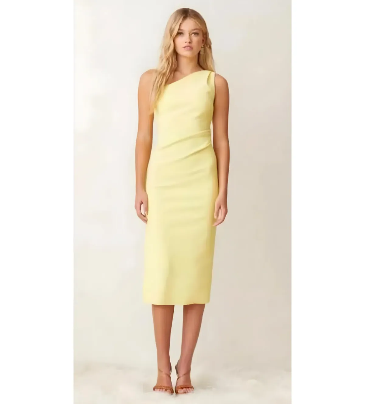 Bec & Bridge Gemma Asymetrical Midi Dress Lemon Size 8  for rent on The Volte - main image