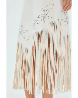 Alemais Barbara Fringe Skirt in White Size AU 10 for rent on The Volte - image 4