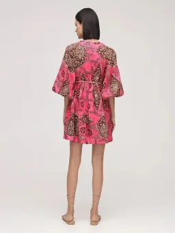Zimmermann Lulu Plunge Printed Mini Dress in Pink Size 0P/ AU 6 for rent on The Volte - image 2
