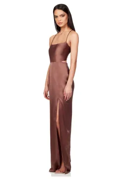 Nookie Stella Cut Out Gown in Mocha Brown Size 8 for rent on The Volte - image 1
